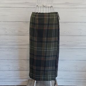 Vintage Plaid Wrap Skirt with Fringe Womens Size 6 Petite